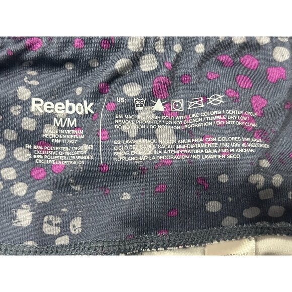 Reebok Gray Purple Printed Activewear Leggings Sz Medium - Picture 5 of 8